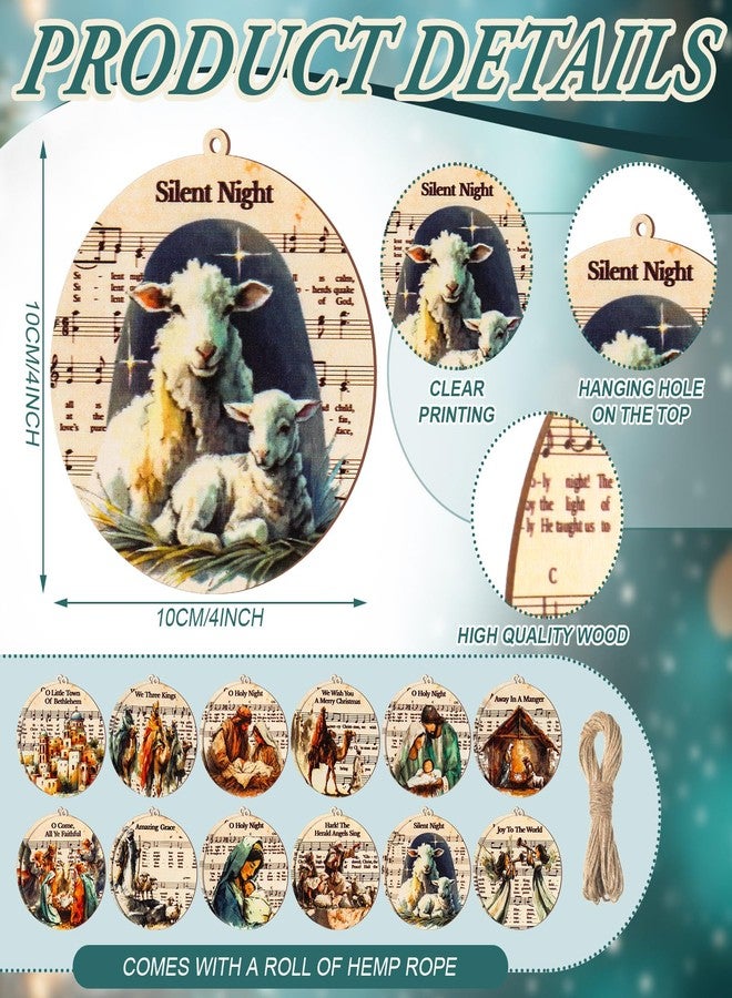 Colingmill 24 Pcs Christmas Nativity Ornaments Religious Catholic Gifts Watercolor Manger Scene Nativity Music Sheet Holy Family Ornaments The Birth of Jesus Story Decor for Christmas Tree Decor - Image 2